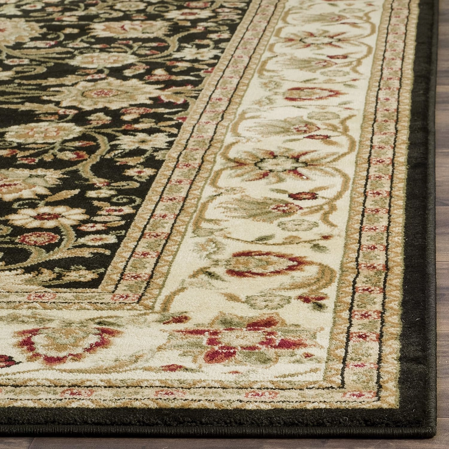 SAFAVIEH Lyndhurst Collection LNH212A Traditional Oriental Non-Shedding Living Room Bedroom Dining Home Office Area Rug( Black/Ivory, 7'9" x 9'9")