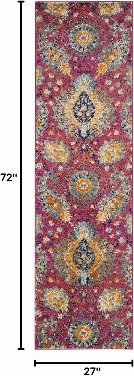 SAFAVIEH Madison Collection Runner Rug - 2'3" x 6', Fuchsia & Gold, Boho Chic Glam Paisley Design, Non-Shedding & Easy Care, Ideal for High Traffic Areas in Living Room, Bedroom (MAD600A)