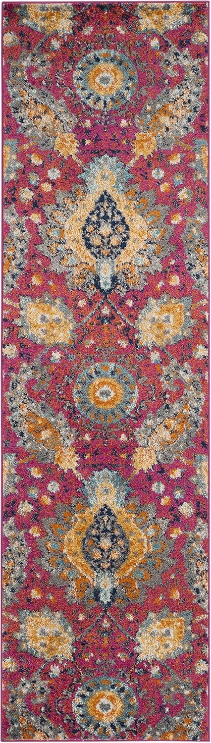 SAFAVIEH Madison Collection Runner Rug - 2'3" x 6', Fuchsia & Gold, Boho Chic Glam Paisley Design, Non-Shedding & Easy Care, Ideal for High Traffic Areas in Living Room, Bedroom (MAD600A)