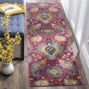 SAFAVIEH Madison Collection Runner Rug - 2'3" x 6', Fuchsia & Gold, Boho Chic Glam Paisley Design, Non-Shedding & Easy Care, Ideal for High Traffic Areas in Living Room, Bedroom (MAD600A)