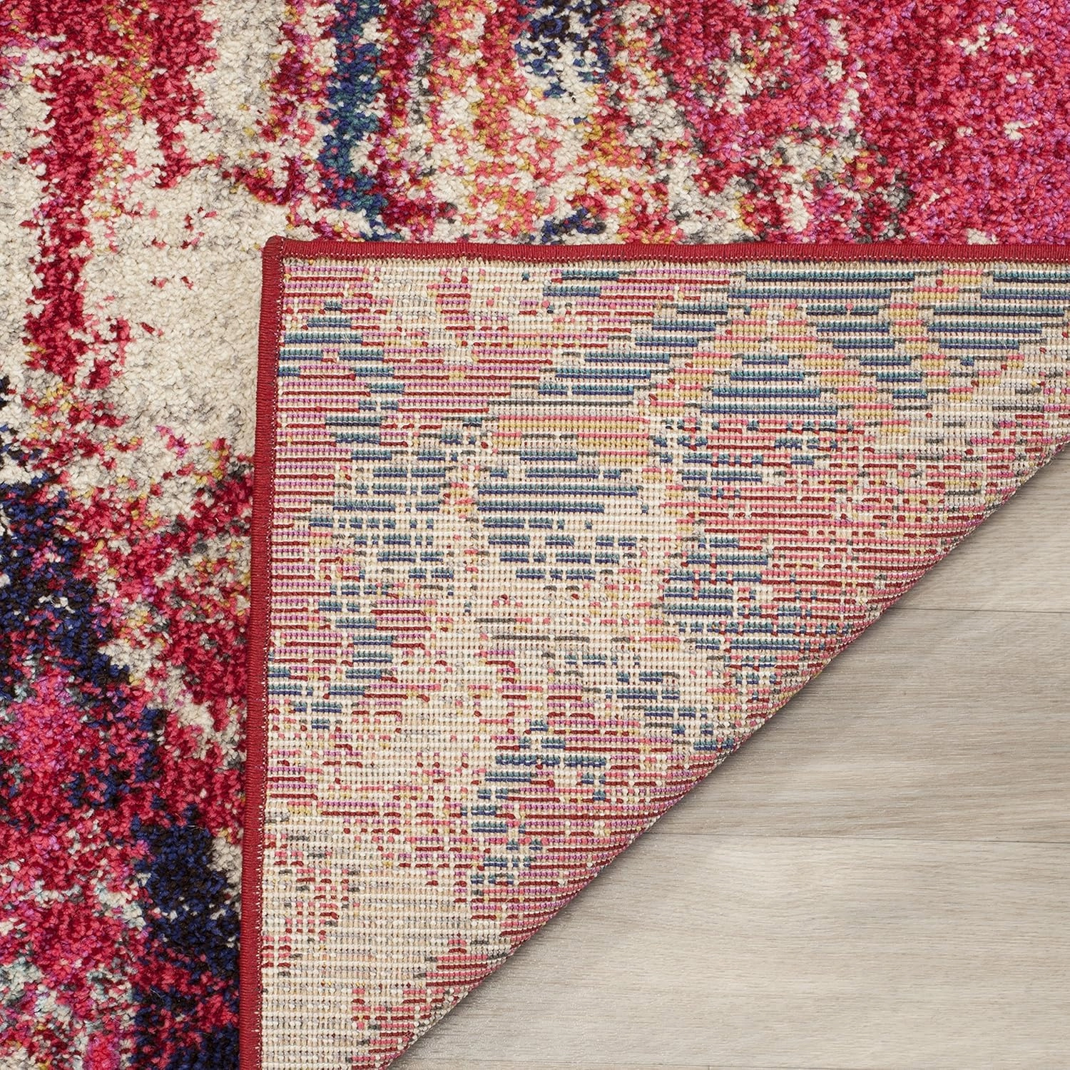 SAFAVIEH Monaco Collection Area Rug - 6'7" x 9'2", Magenta & Multi, Boho Chic Tribal Distressed Design, Non-Shedding & Easy Care, Ideal for High Traffic Areas in Living Room, Bedroom (MNC222D)