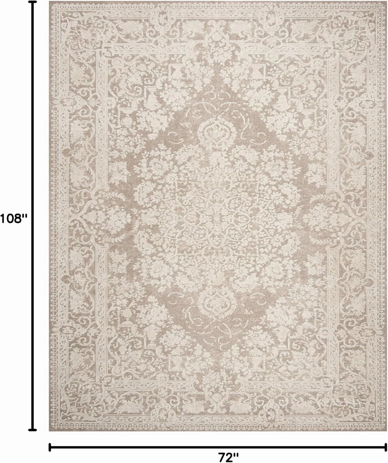SAFAVIEH Reflection Collection Area Rug - 6' x 9', Beige & Cream, Vintage Distressed Design, Non-Shedding & Easy Care, Ideal for High Traffic Areas in Living Room, Bedroom (RFT664A)