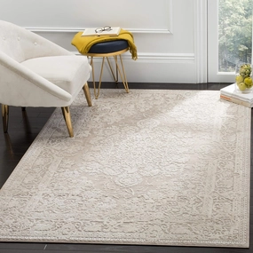 SAFAVIEH Reflection Collection Area Rug - 6' x 9', Beige & Cream, Vintage Distressed Design, Non-Shedding & Easy Care, Ideal for High Traffic Areas in Living Room, Bedroom (RFT664A)