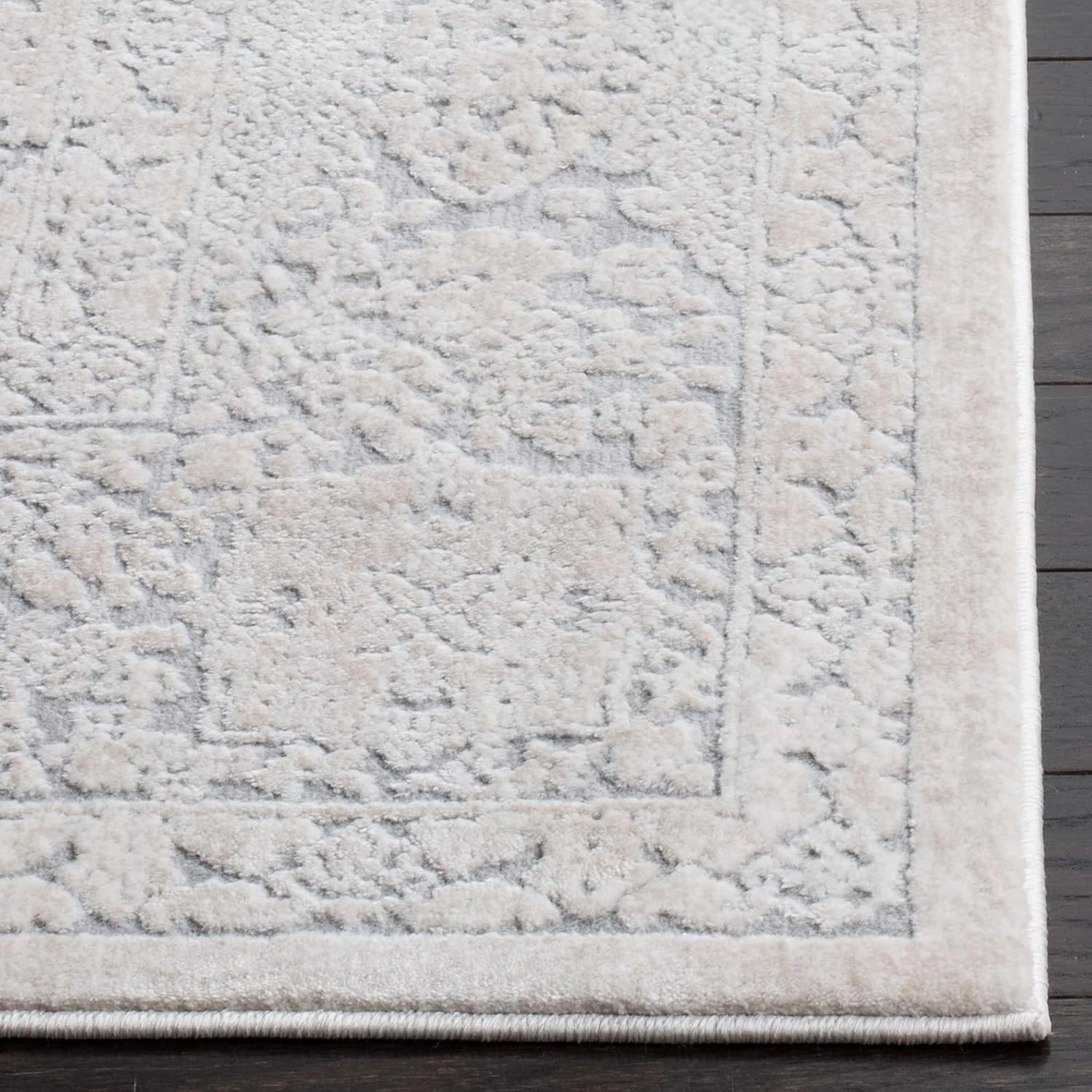 SAFAVIEH Reflection Collection Area Rug - 9' x 12', Light Grey & Cream, Boho Tribal Distressed Design, Non-Shedding & Easy Care, Ideal for High Traffic Areas in Living Room, Bedroom (RFT667C)