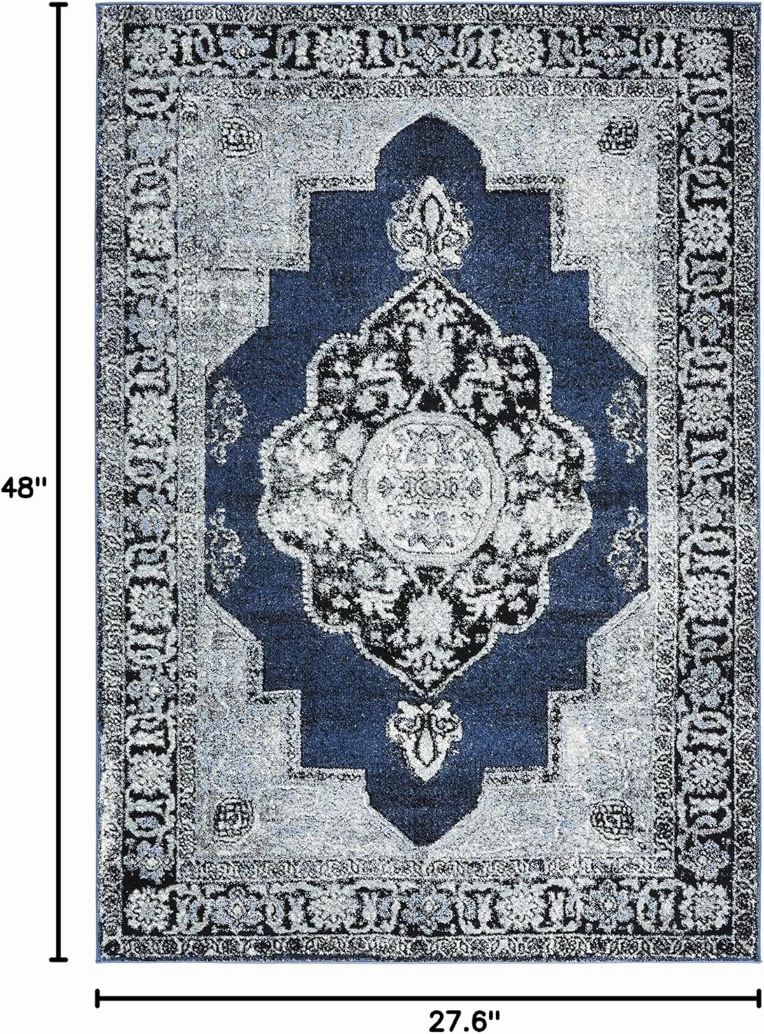 SAFAVIEH Vintage Hamadan Collection Accent Rug - 2'3" x 4', Blue & Grey, Oriental Persian Design, Non-Shedding & Easy Care, Ideal for High Traffic Areas in Entryway, Living Room, Bedroom (VTH219M)