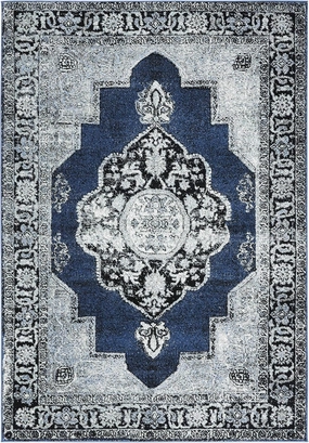 SAFAVIEH Vintage Hamadan Collection Accent Rug - 2'3" x 4', Blue & Grey, Oriental Persian Design, Non-Shedding & Easy Care, Ideal for High Traffic Areas in Entryway, Living Room, Bedroom (VTH219M)