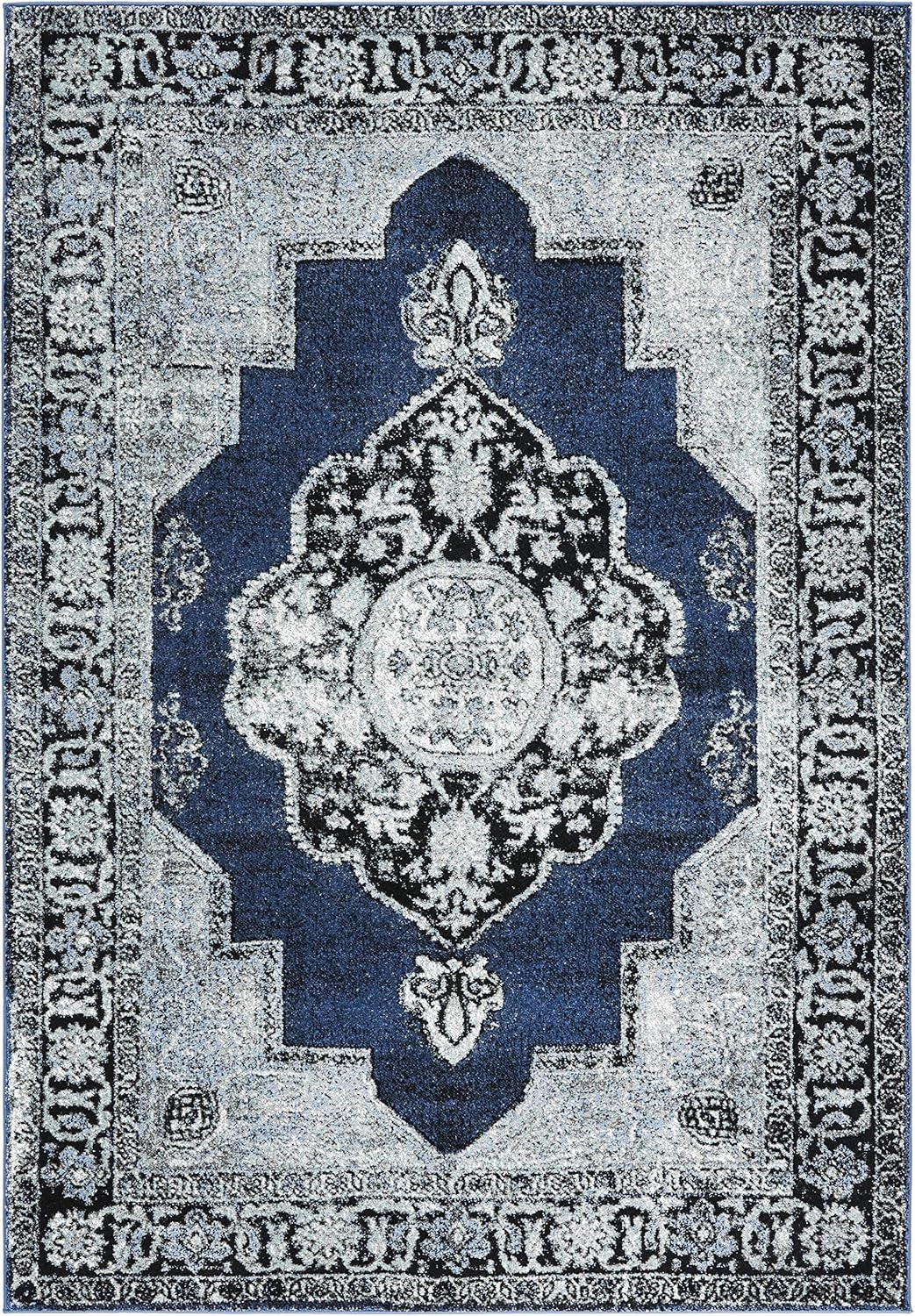 SAFAVIEH Vintage Hamadan Collection Accent Rug - 2'3" x 4', Blue & Grey, Oriental Persian Design, Non-Shedding & Easy Care, Ideal for High Traffic Areas in Entryway, Living Room, Bedroom (VTH219M)