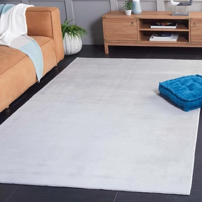 SAFAVIEH Washable Rug Faux Rabbit Fur Shag Collection - 6' Square, Silver, Slip Resistant & Easy Cleaning, Ideal for Living Room, Bedroom, Kids Playroom, Nursery, Dining Space (FRF100G)