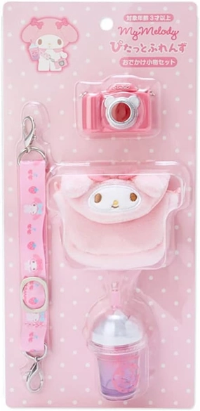 SANRIO My Melody Accessory Set, Character Outing Accessory Set, 2.2 x 0.6 x 1.6 inches (5.5 x 1.5 x 4 cm), Ages 3 and Up, Includes Camera, Bag, Drink, Shoulder Strap