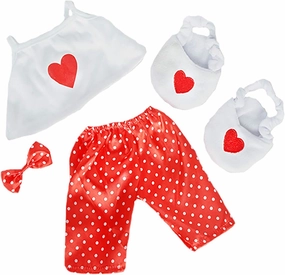 Satin Heart Pj's with Heart Slippers Teddy Bear Clothes Fits Most 14"-18" Build-A-Bear and Make Your Own Stuffed Animals
