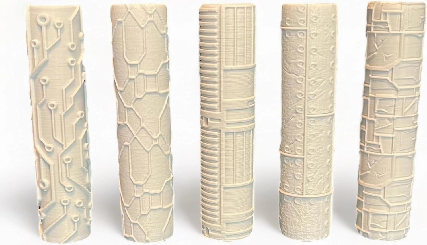 Sci-Fi 5 Pack Texture Roller for Clay, D&D, Pathfinder, Warhammer 40k, RPG, Miniatures, Tabletop, Pottery, Pastry - Durable Plastic, Gray