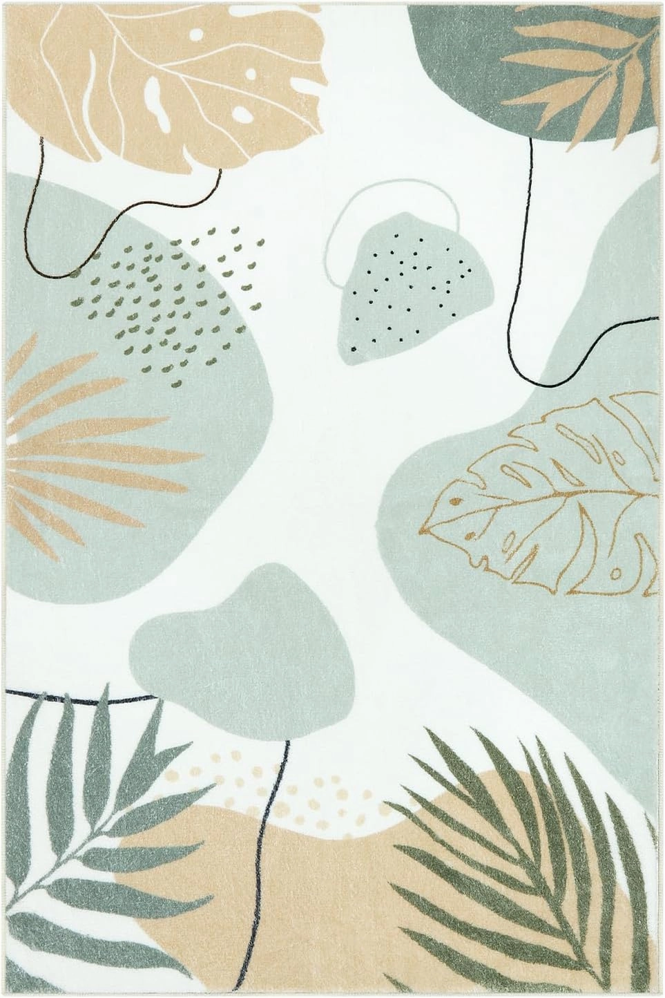 Seavish Boho Rugs for Living Room 4x6 Green Area Rugs for Bedroom Soft Botanical Print Indoor Carpet Rug for Nursery Room Modern Abstract Neutral Area Rugs for Dining Room Department Dorm Office