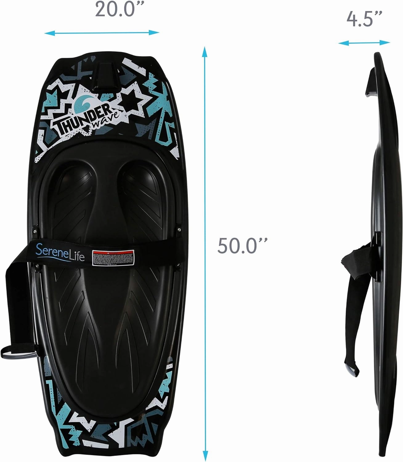 SereneLife Water Sport Kneeboard with Hook for Kids & Adults, Kneeboard with Strap for Boating, Waterboarding, Kneeling Boogie Boarding, Knee Surfing