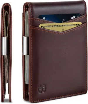 SERMAN BRANDS Money Clip Wallet - Mens Wallets slim Front Pocket RFID Blocking Card Holder Minimalist Mini Bifold