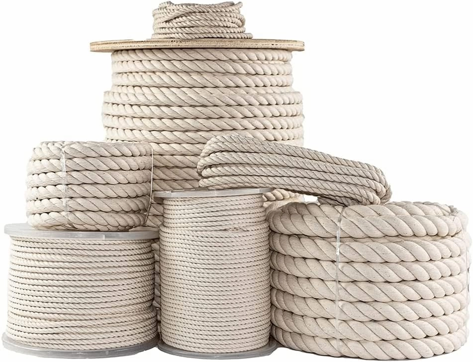 SGT KNOTS Twisted 100% Cotton Rope for DIY Projects, Crafts, Macrame Cord, Commercial, Agricultural - High Strength, Natural (5/16" x 100ft, Natural)