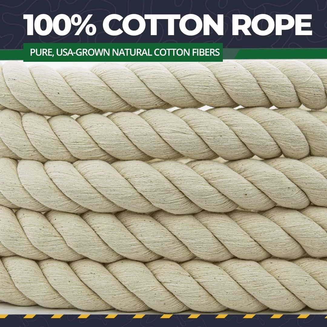 SGT KNOTS Twisted 100% Cotton Rope for DIY Projects, Crafts, Macrame Cord, Commercial, Agricultural - High Strength, Natural (5/16" x 100ft, Natural)