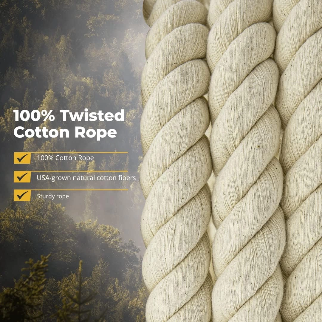 SGT KNOTS Twisted 100% Cotton Rope for DIY Projects, Crafts, Macrame Cord, Commercial, Agricultural - High Strength, Natural (5/16" x 100ft, Natural)