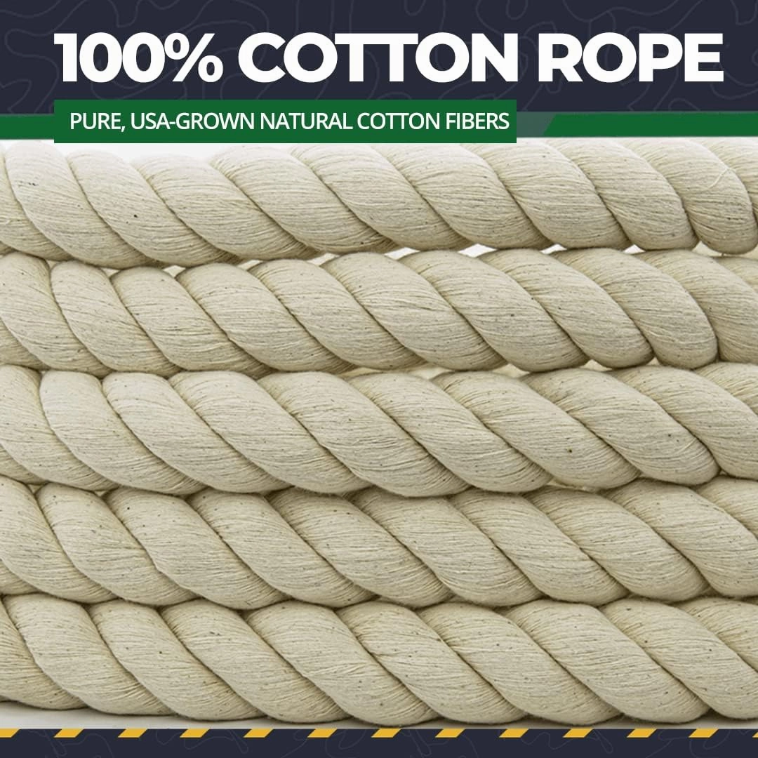 SGT KNOTS Twisted 100% Cotton Rope for DIY Projects, Crafts, Macrame Cord, Commercial, Agricultural - High Strength, Natural (5/16" x 50ft, Natural)