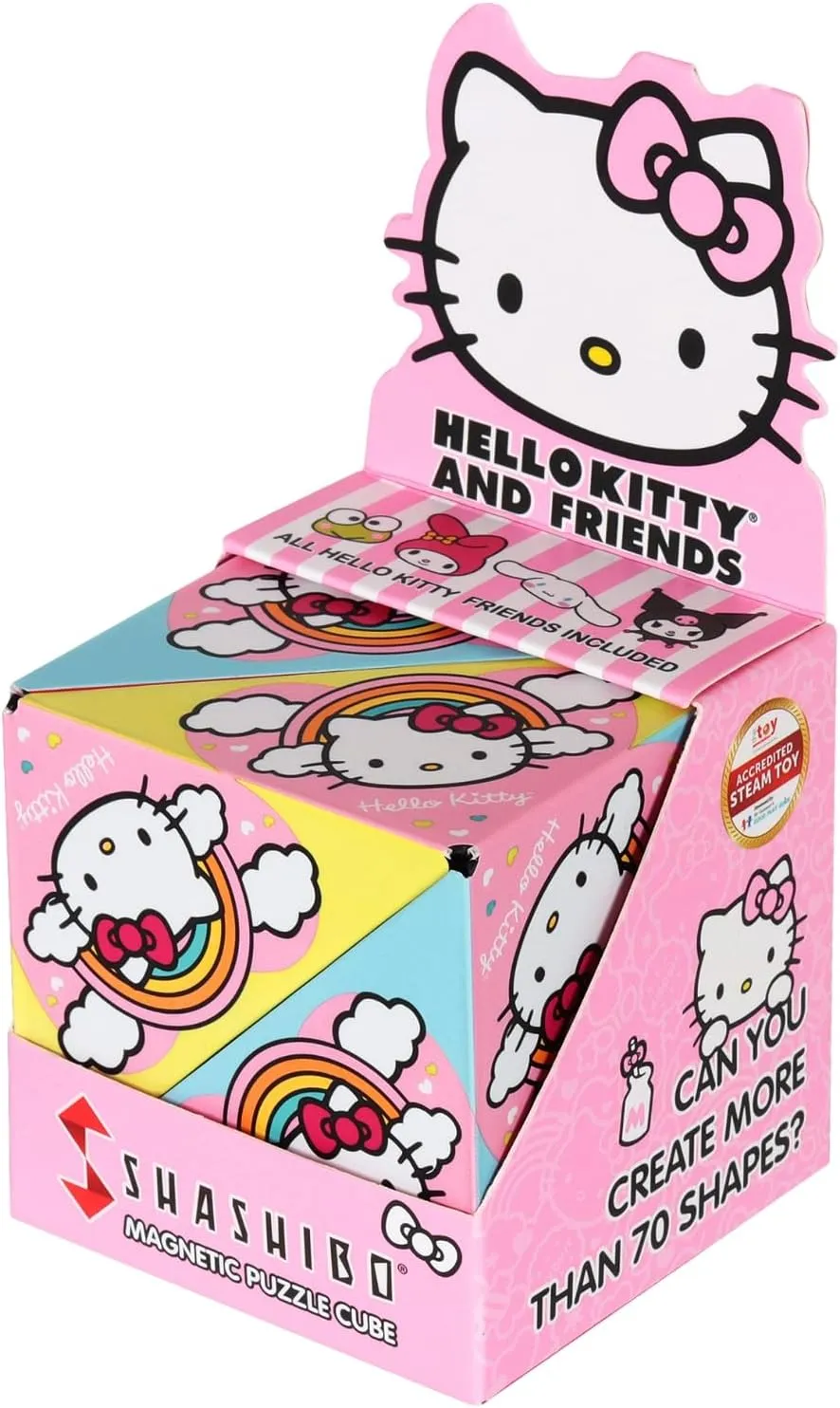 SHASHIBO Hello Kitty & Friends Shape Shifting Box - STEM Magnetic Fidget Cube That Transforms Into Over 70 Shapes, Download Fun in Motion Toys Mobile App (Rainbow)