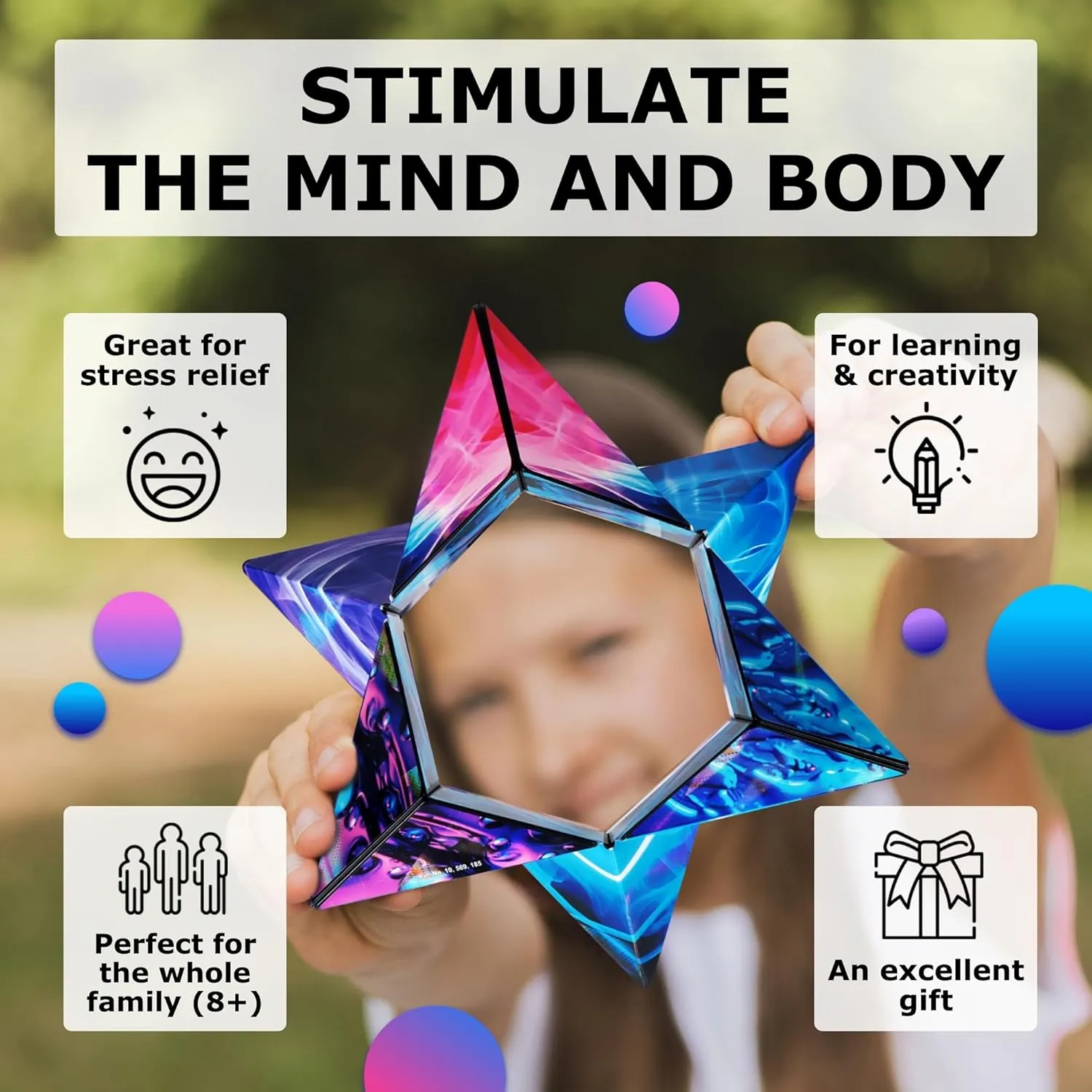 SHASHIBO Holographic Shape Shifting Box - STEM Magnetic Fidget Cube That Transforms Into Over 70 Shapes, Download Fun in Motion Toys Mobile App (Vapor)