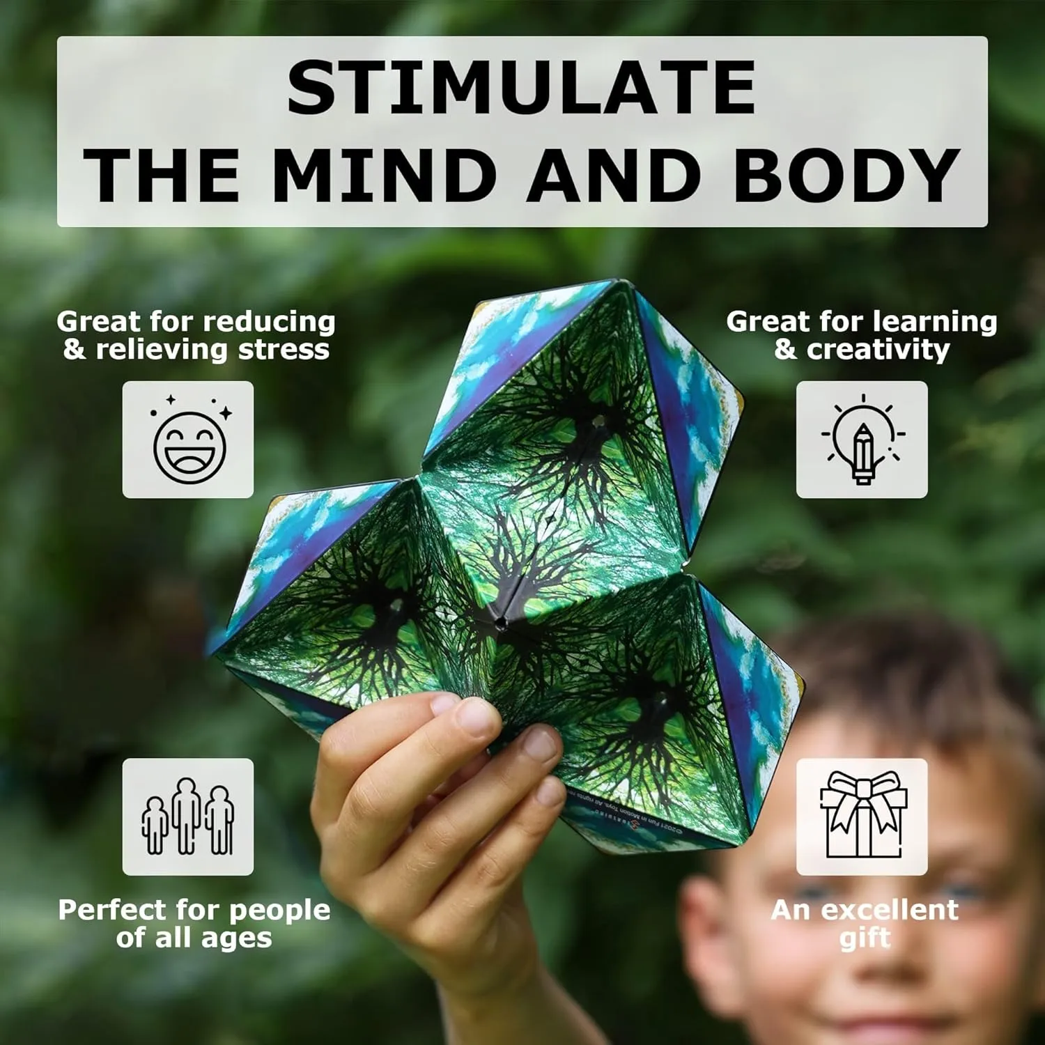 SHASHIBO Shape Shifting Box - STEM Magnetic Fidget Cube That Transforms Into Over 70 Shapes, Download Fun in Motion Toys Mobile App (Optical Ilusion)