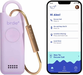 She’s Birdie - Birdie  Smart Personal Safety Alarm for Women by Women–Loud Siren, Key Chain, 24/7 Live Rep, Emergency Alerts, Bluetooth Connection - 3 Month App Subscription Included (Lavender)