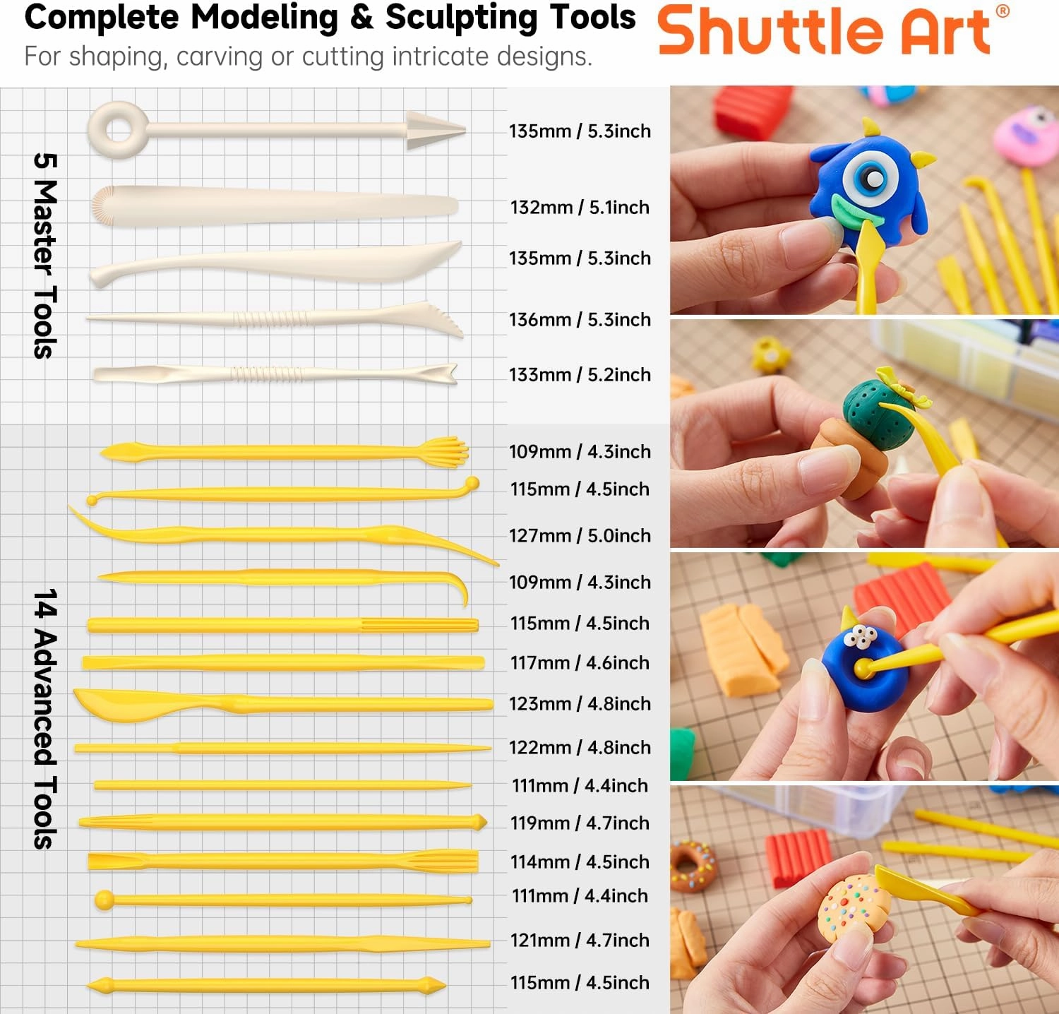 Shuttle Art 112 Colors Polymer Clay Kit with 20 Clay Tools, 16 Kinds of Accessories, Non-Toxic, Non-Sticky, Ideal DIY Art Craft Gift for Kids Adults
