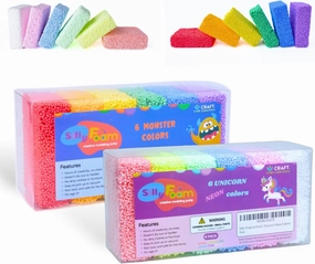 Silly Foam, Creative Modeling Foam Beads, 2-Pack Mixed Colors (Primary   Neon Pastel), Perfect for Preschool and Kids, Arts, Crafts, Sensory Play, Motor Skills, Non-Toxic (12 Colors) (Age 3 )