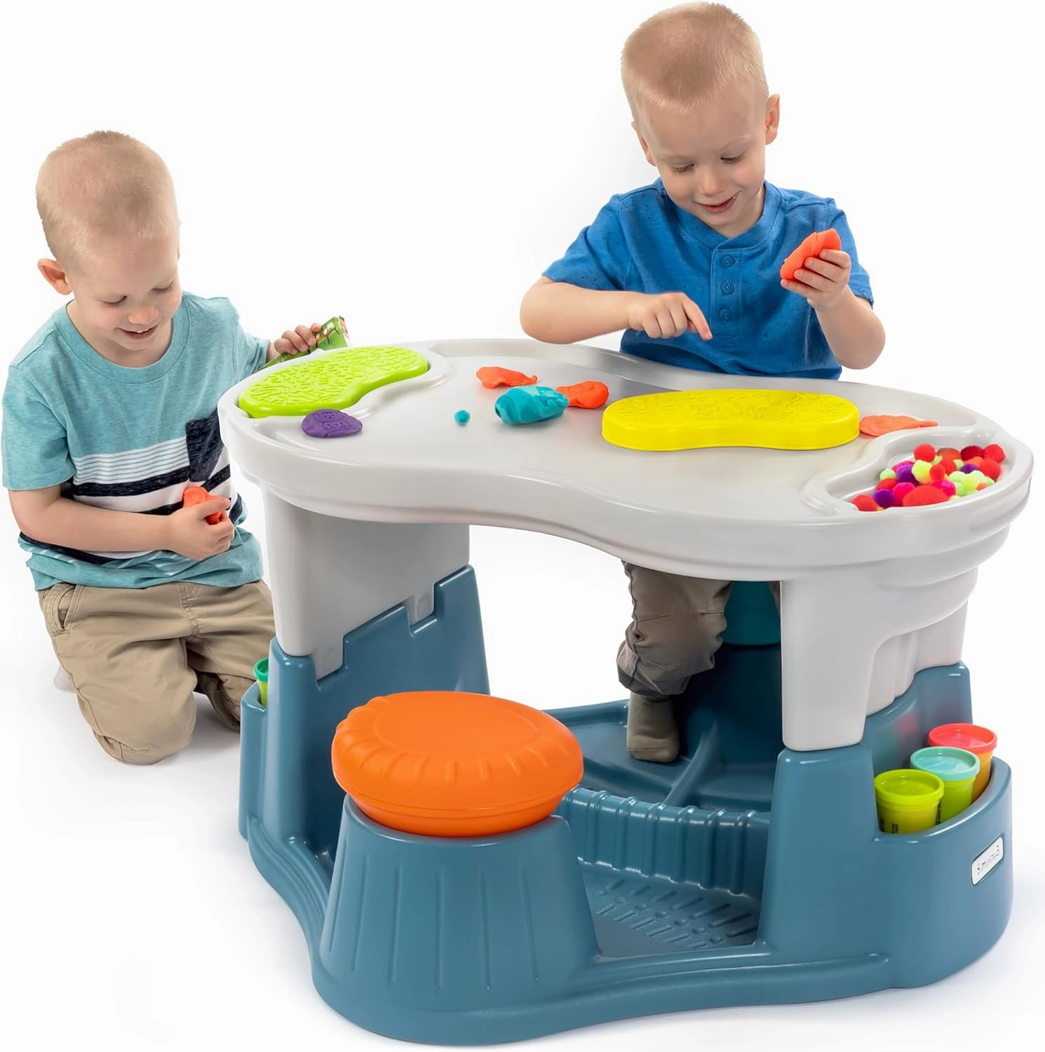 Simplay3 Kids' Sensory Table with Active Seating and Art Storage, Toddler Activity Table and Chairs Set for Ages 1-1/2 to 6, Multicolor