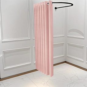 Simple Dressing Room with Black Support Rod, 6.5 Feet High Corner Changing Room Curtain for Clothing Store, Youth Dormitory, Versatile Wall Hanging Privacy Room Divider(# 10,85x80cm)