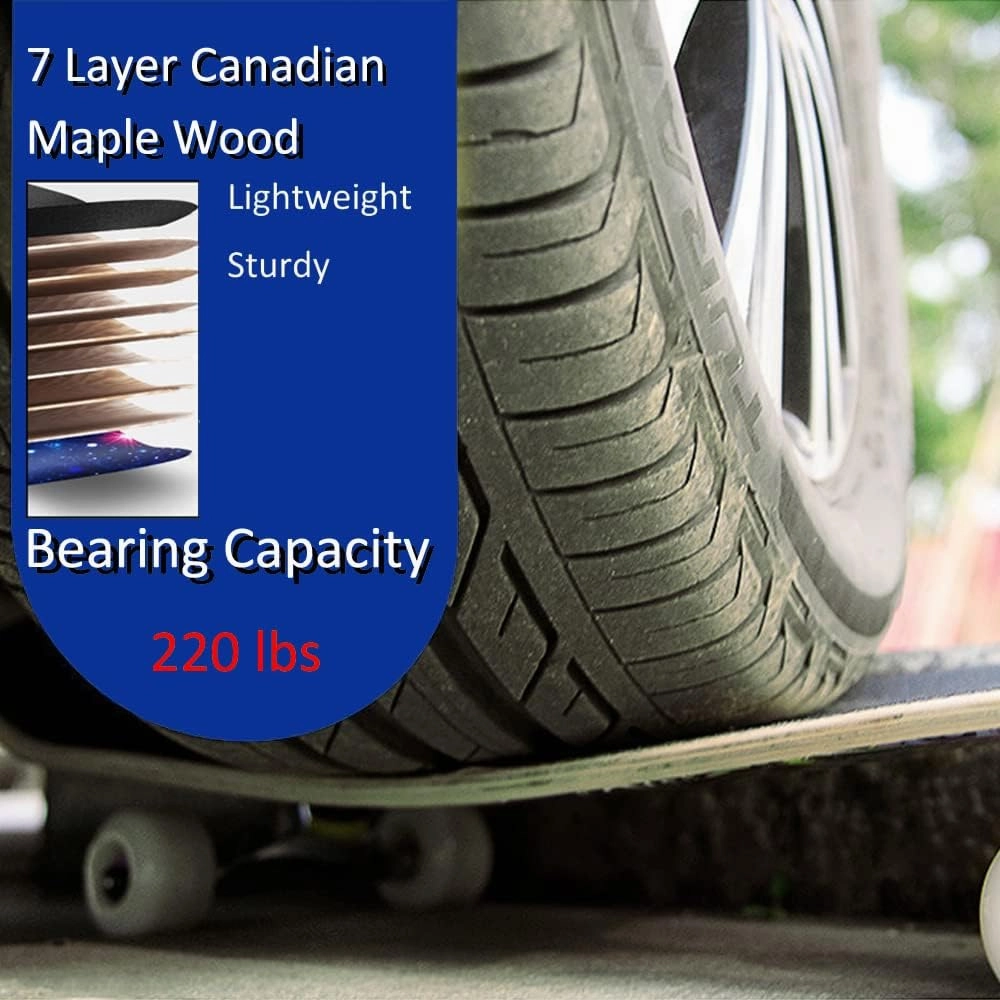 Skateboards for Beginners Adults Youths Teens Kids Girls Boys 31 Inch Pro Complete Skate Boards 7 Layer Canadian Maple Double Kick Concave Longboards