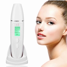 Skin Hydration Tester, LCD Digital Hydration Oil Content Skin Analysis Machine, Portable Mini Facial Skin Tester Water Oil Detector Pen with Universal Base, Historical Data Query Function