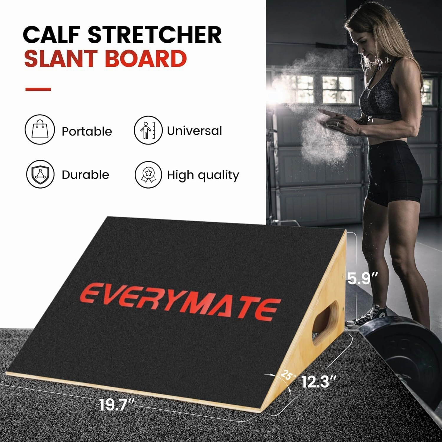 Slant Board Calf Stretcher, Non-Slip Heel Elevated Squat Wedge Block for Weightlifting and Calf Stretching