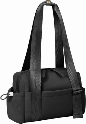 Small Gym Bag for Women Black Mini Cute Stylish Compact Sport Gym Shark Tote Duffle Workout Weekender Adjustable Strap Bag for Women with Wet Compartment