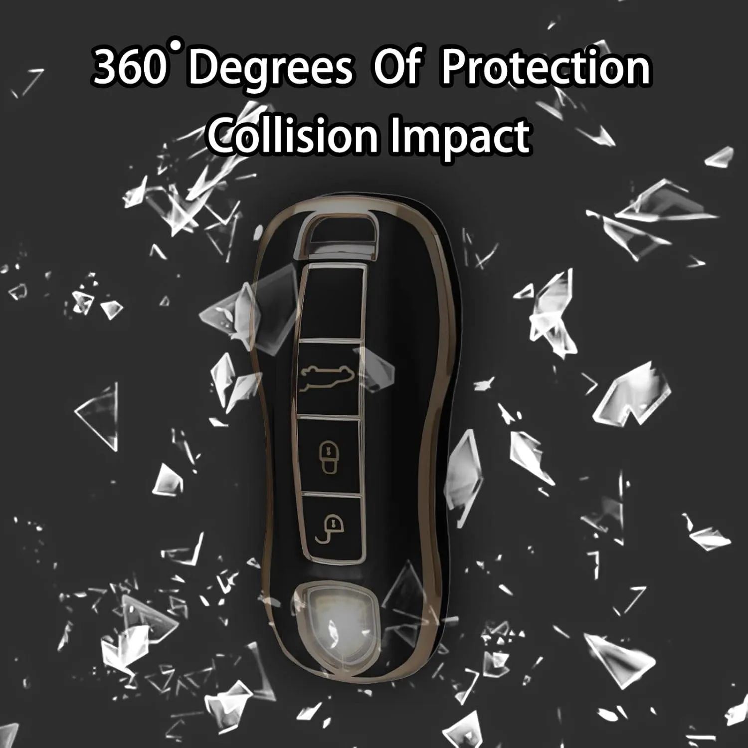 Smart Key Fob Case Protective Cover Compatible with Porsche 911 Cayenne Panamera TAYCAN 3 Button Keyless Entry Remote Control Accessories (White)