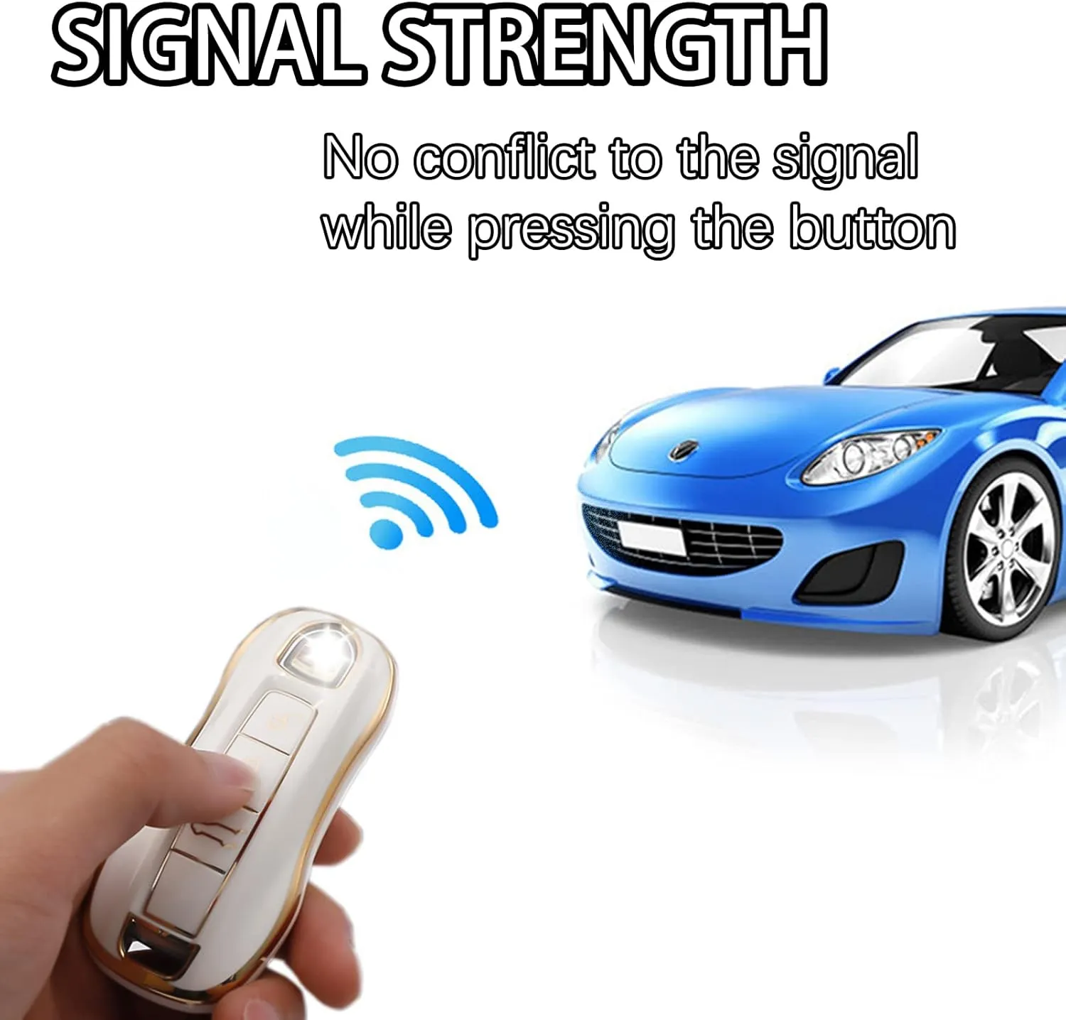 Smart Key Fob Case Protective Cover Compatible with Porsche 911 Cayenne Panamera TAYCAN 3 Button Keyless Entry Remote Control Accessories (White)