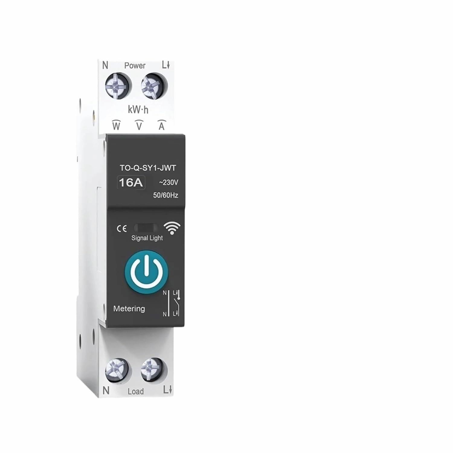 Smart Circuit Breaker with Metering 1P 50A 63A DIN Rail for Wireless Remote Control Switch by APP(SY1 with metering,32A)