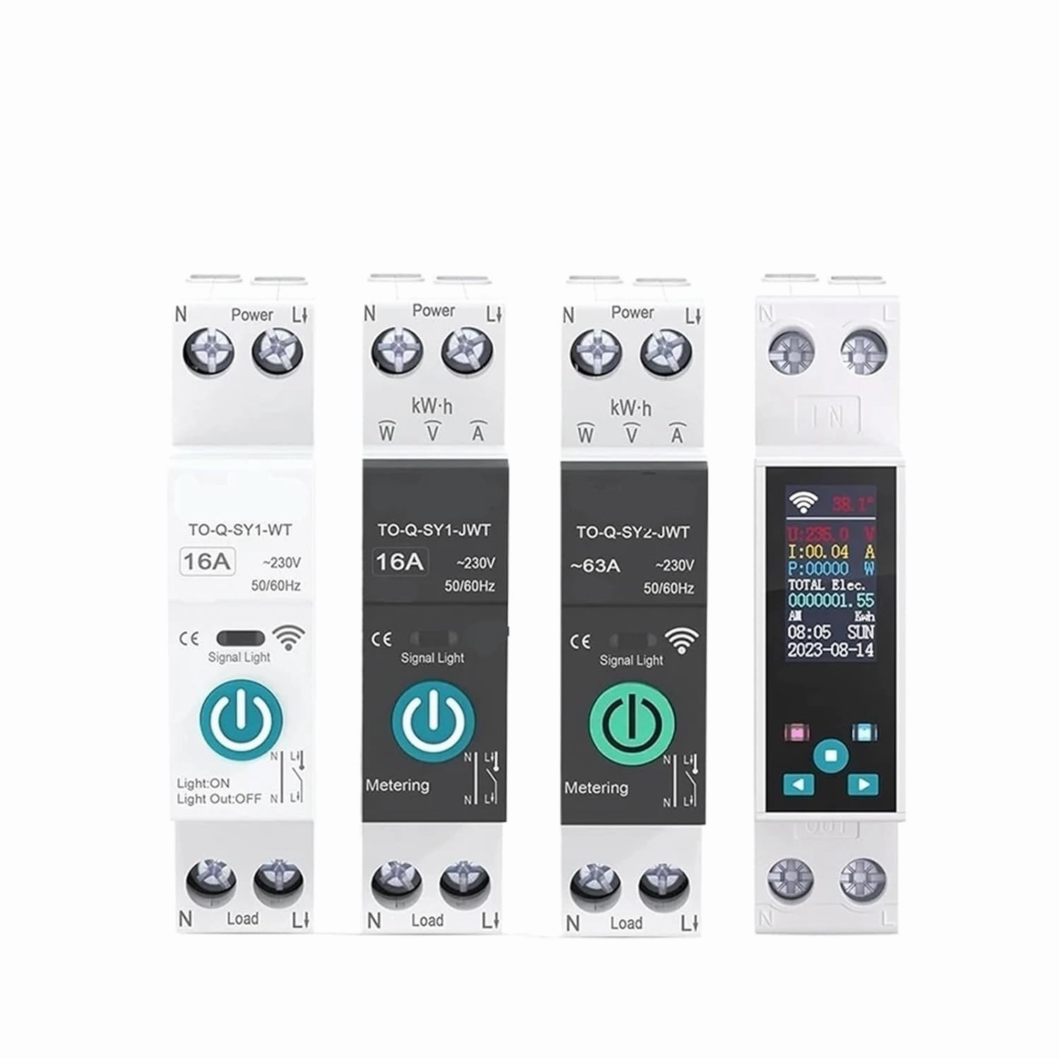 Smart Circuit Breaker with Metering 1P 50A 63A DIN Rail for Wireless Remote Control Switch by APP(SY1 with metering,32A)