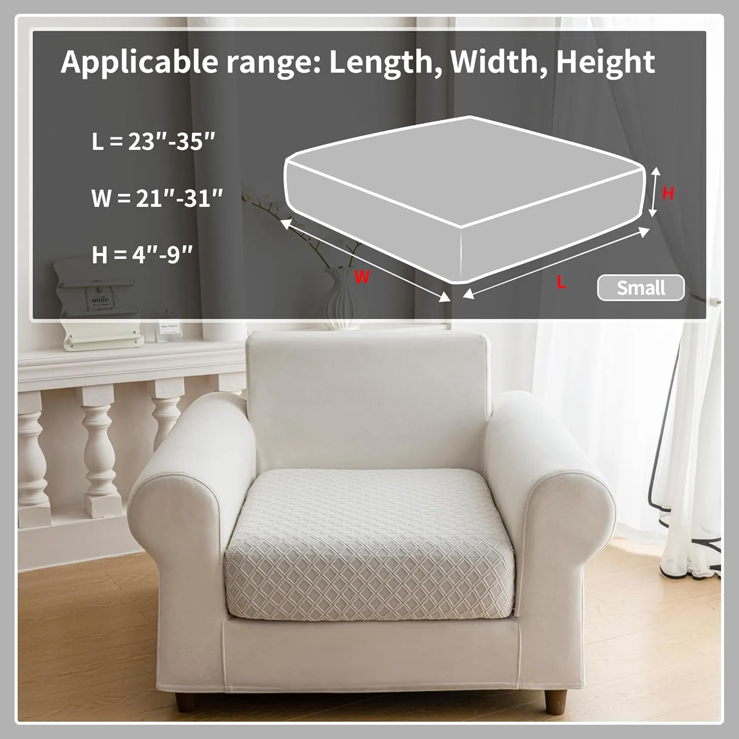 Sofa Covers Washable,Stretch Comfort Couch Cushion Covers L Shape Sectional Sofa Slipcovers Furniture Protectors Pet Friendly(Chair Cushion,Light Gray)