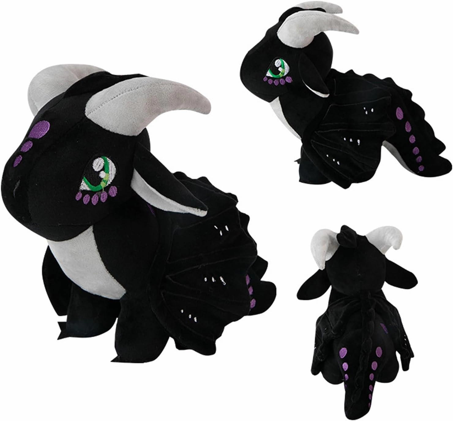 Soft Plush Wings Dragon Figures Stuffed Animals Toy Pillow Doll, Pterosaur Flying Black Dragon Plushie Toys Best Birthday Christmas Anniversary Fiesta Party Festival Gifts for Adults Kids Baby Toys