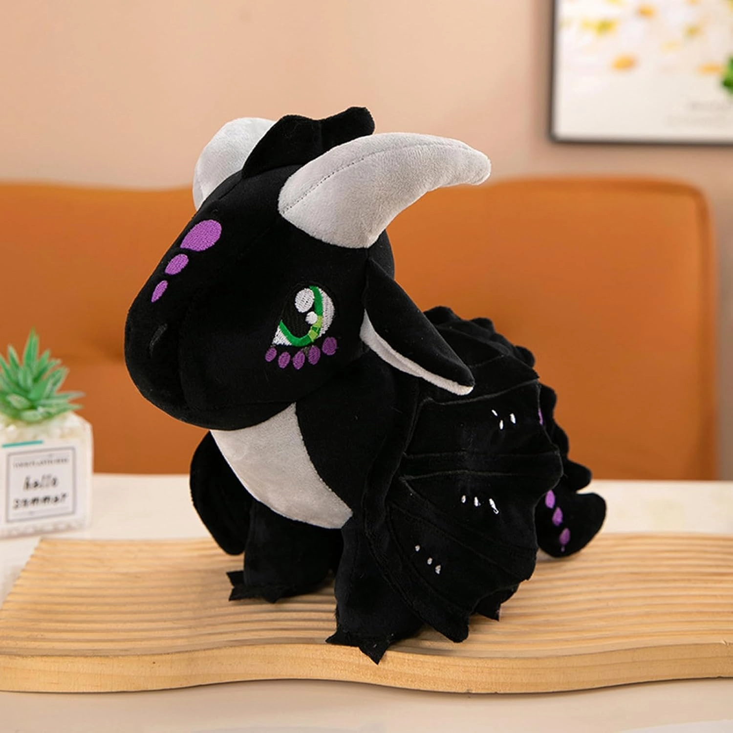 Soft Plush Wings Dragon Figures Stuffed Animals Toy Pillow Doll, Pterosaur Flying Black Dragon Plushie Toys Best Birthday Christmas Anniversary Fiesta Party Festival Gifts for Adults Kids Baby Toys