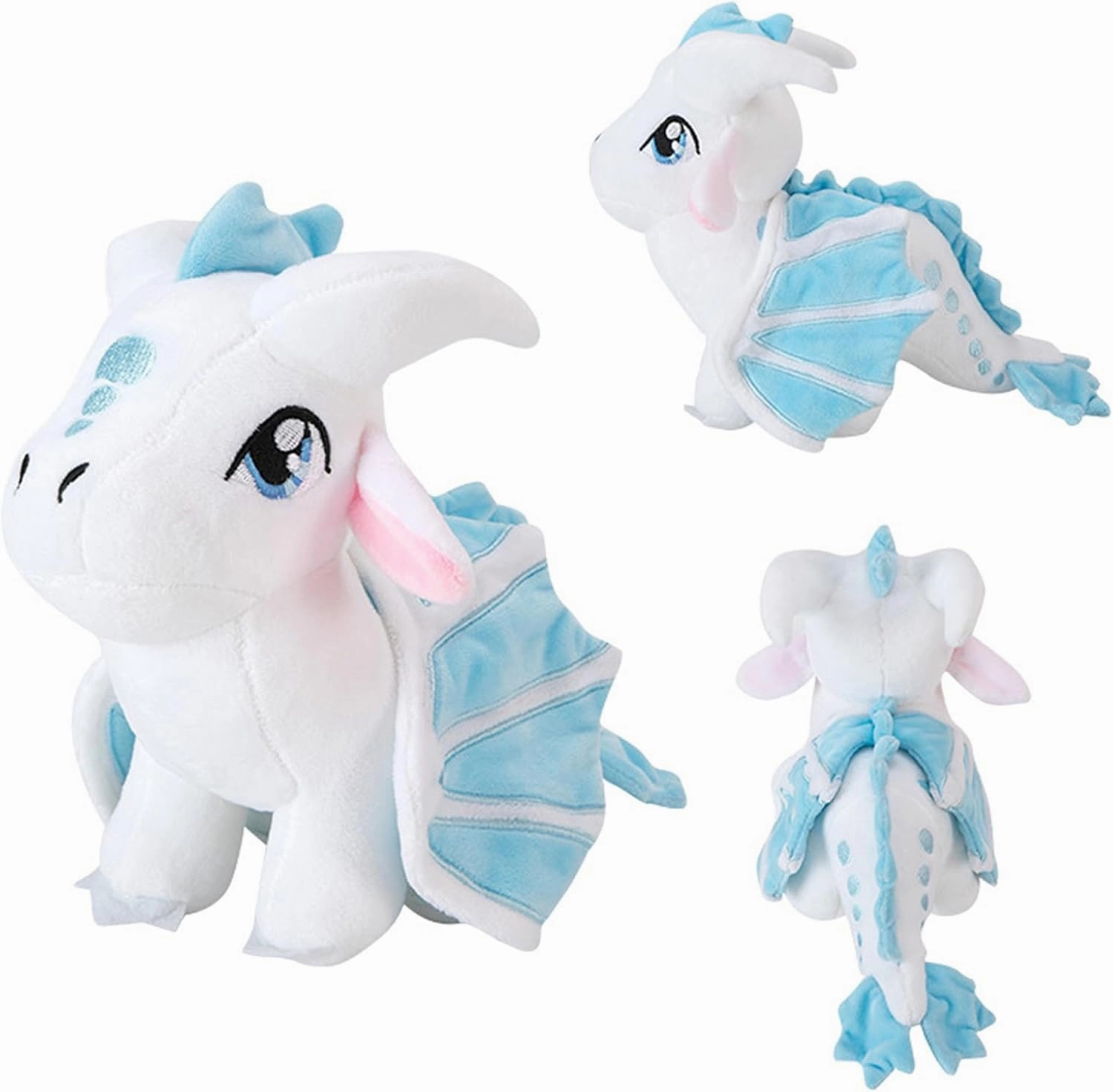 Soft Plush Wings Dragon Figures Stuffed Animals Toy Pillow Doll, Pterosaur Flying White Dragon Plushie Toys Best Birthday Christmas Anniversary Fiesta Party Festival Gifts for Adults Kids Baby Toys
