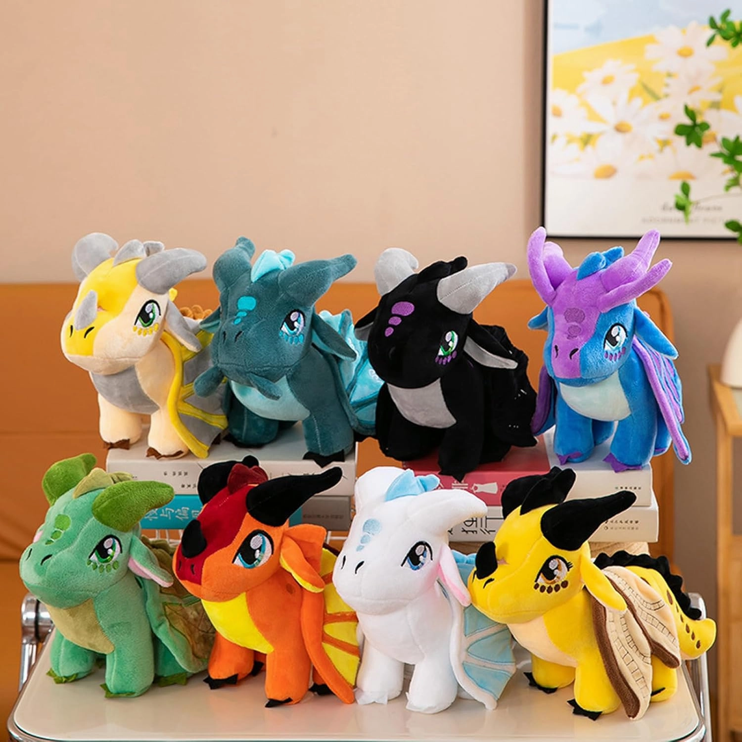 Soft Plush Wings Dragon Figures Stuffed Animals Toy Pillow Doll, Pterosaur Flying White Dragon Plushie Toys Best Birthday Christmas Anniversary Fiesta Party Festival Gifts for Adults Kids Baby Toys