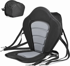 Solomone Cavalli Deluxe Padded Kayak Seat with Storage Bag, Adjustable Cushions for Canoe Fishing Boat Paddle Board Sit-On-Top Kayaks, Universal Size with Back Support