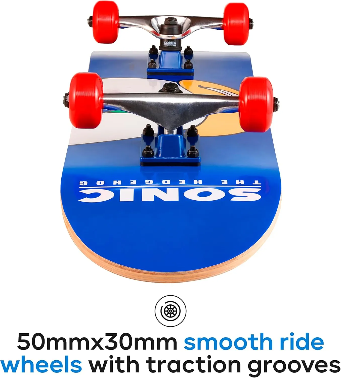 Sonic Character Skateboards - Cruiser Skateboard with ABEC 5 Bearings, Durable Deck, Smooth Wheels (Choose from Sonic, Knuckles, Tails or Sonic & Friends)