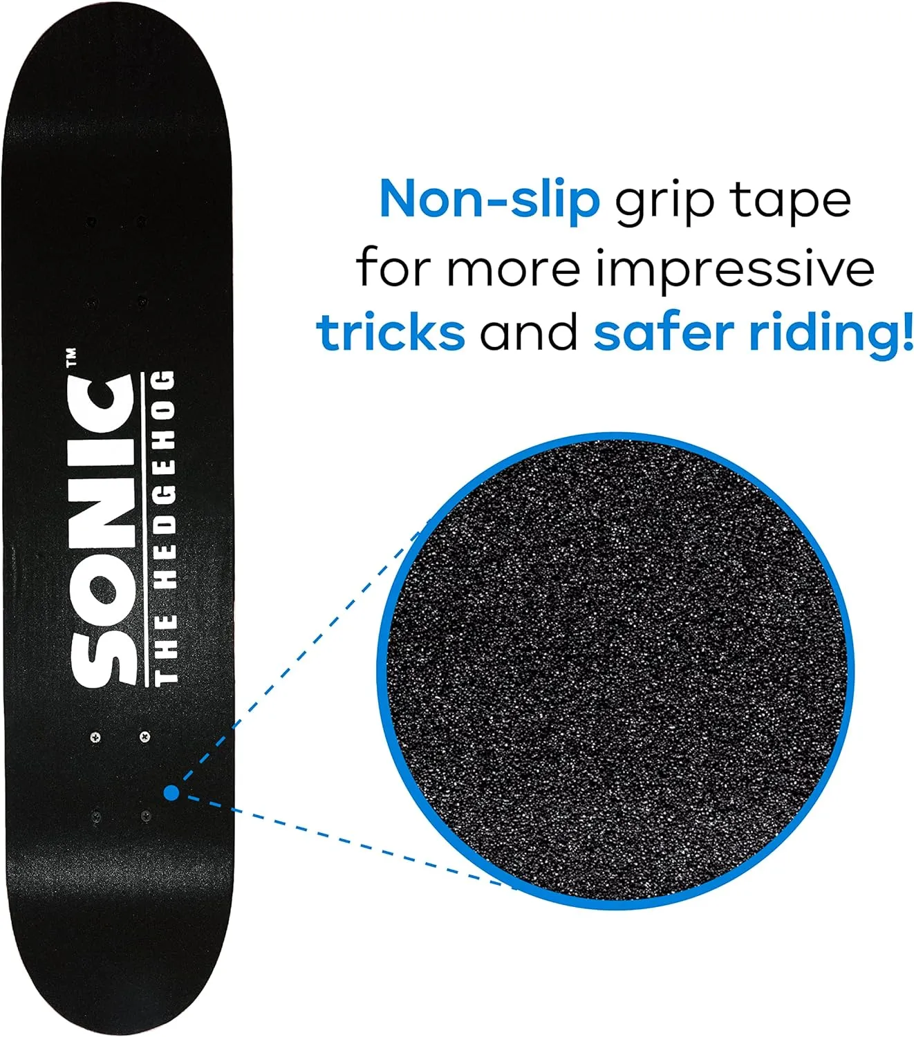 Sonic Character Skateboards - Cruiser Skateboard with ABEC 5 Bearings, Durable Deck, Smooth Wheels (Choose from Sonic, Knuckles, Tails or Sonic & Friends)