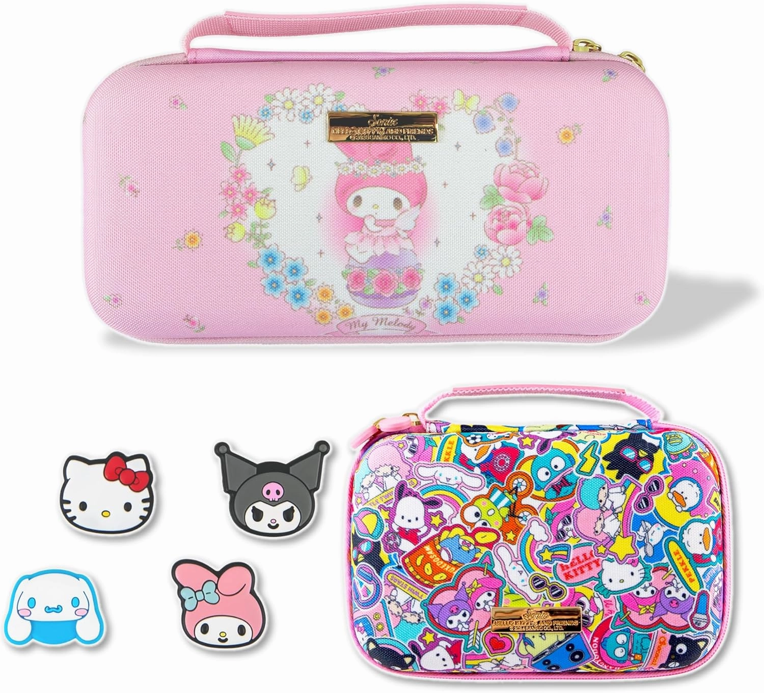 Sonix x Sanrio Nintendo Switch Thumb Grips (Hello Kitty & Friends)   Carrying Case (My Melody Fairy 50th Anniversary)   GameCard Case (Hello Kitty & Friends Stickers)