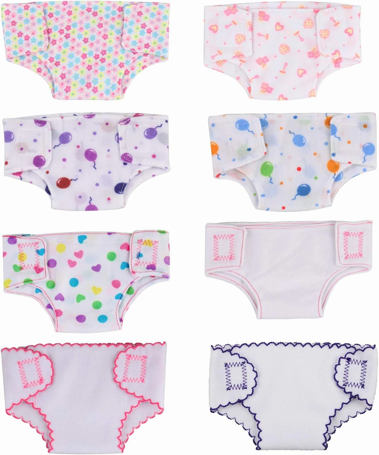 SOTOGO 8 Pieces Doll Diapers Doll Underwear for 14 to 17 Inch New Born Baby Dolls and American 18 Inch Dolls Clothes and Accessories