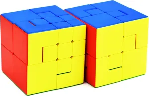Speed Cube Set, Magic Cube Bundle of Puppet Cube V1 and V2 Stickerles Bandaged Magic Speed Cube Puzzle Cube Brain Teasers 2Pack
