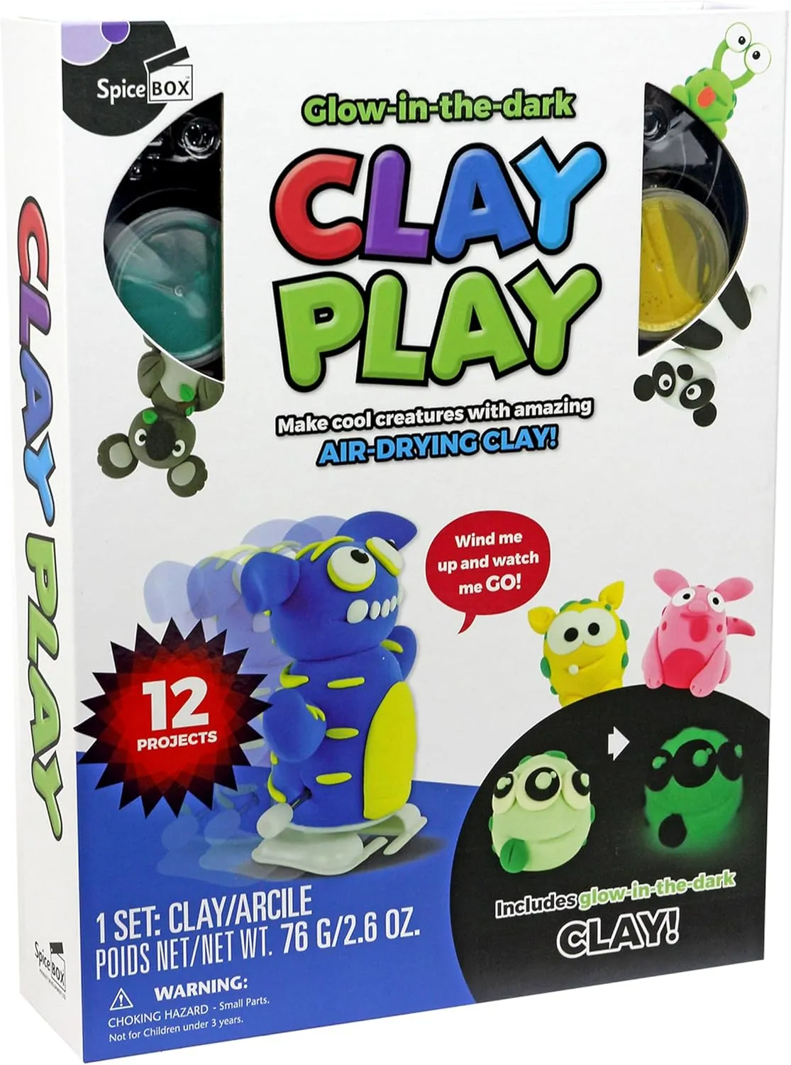 SpiceBox Polymer Modeling Clay Kit for Kids with Air Dry Molding Clay, Glow in The Dark, DIY Children’s Arts and Crafts Play Activities, Creative Sculpting 13 Projects